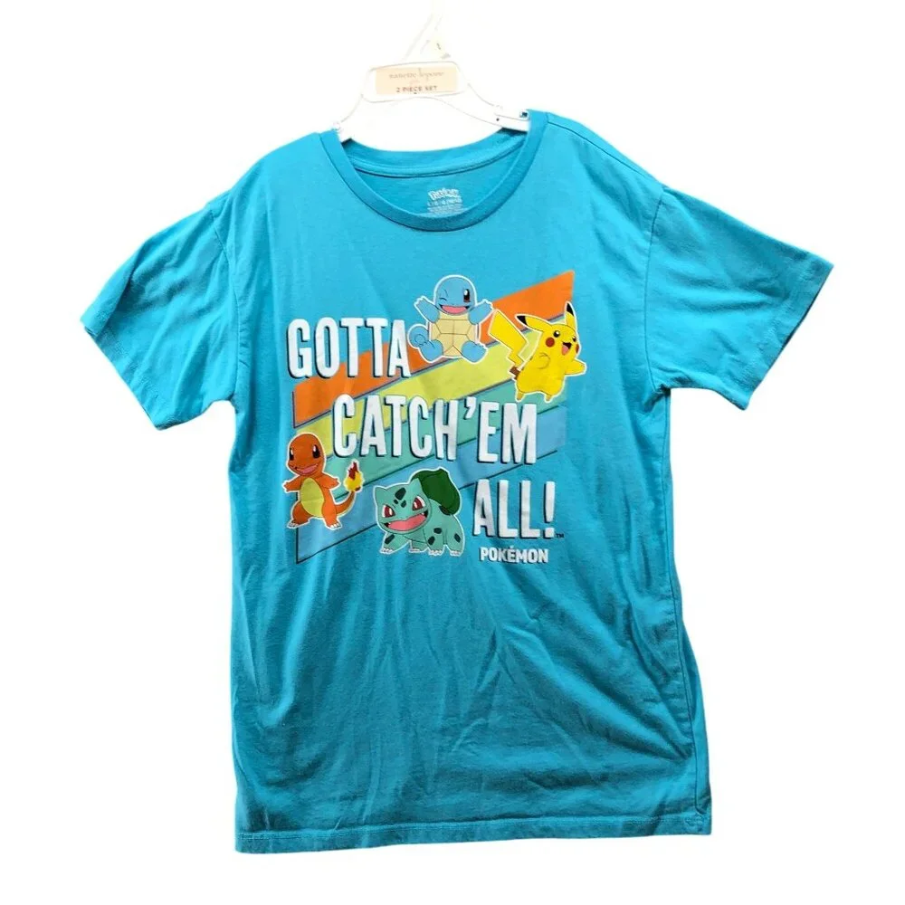 Pokemon Youth Kids L 10-12 Short Sleeve T Shirt Pikachu Charmander Bulbasaur